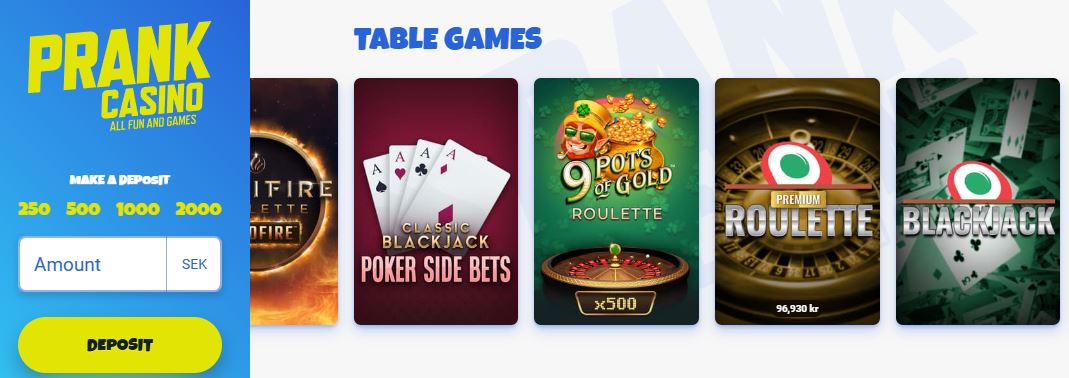 Pelaa klassisia pöytäpelejä kuten blackjack ja ruletti
